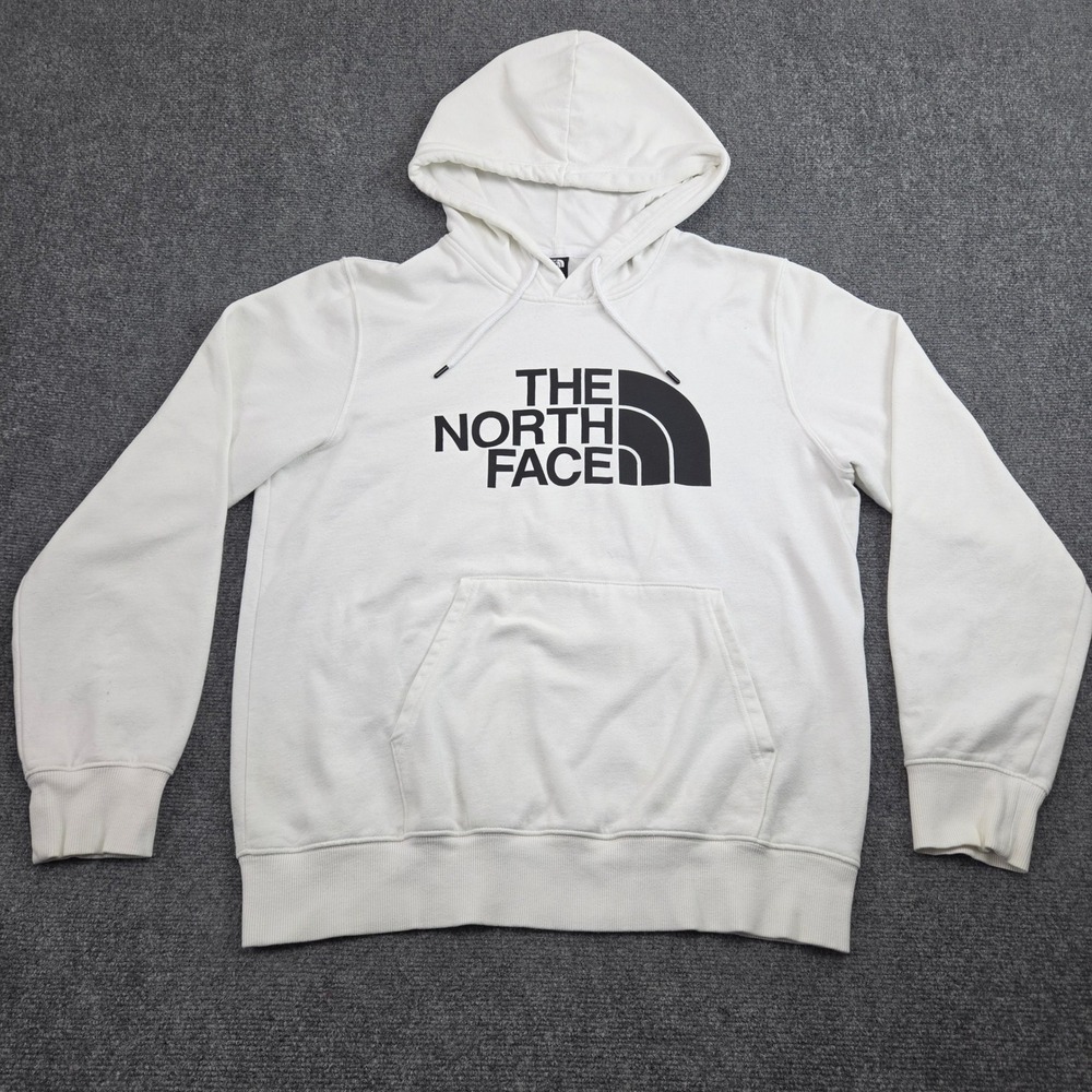 The North Face Hoodie Mens L White Half Dome Logo Pullover Sweatshirt Gorpcore
